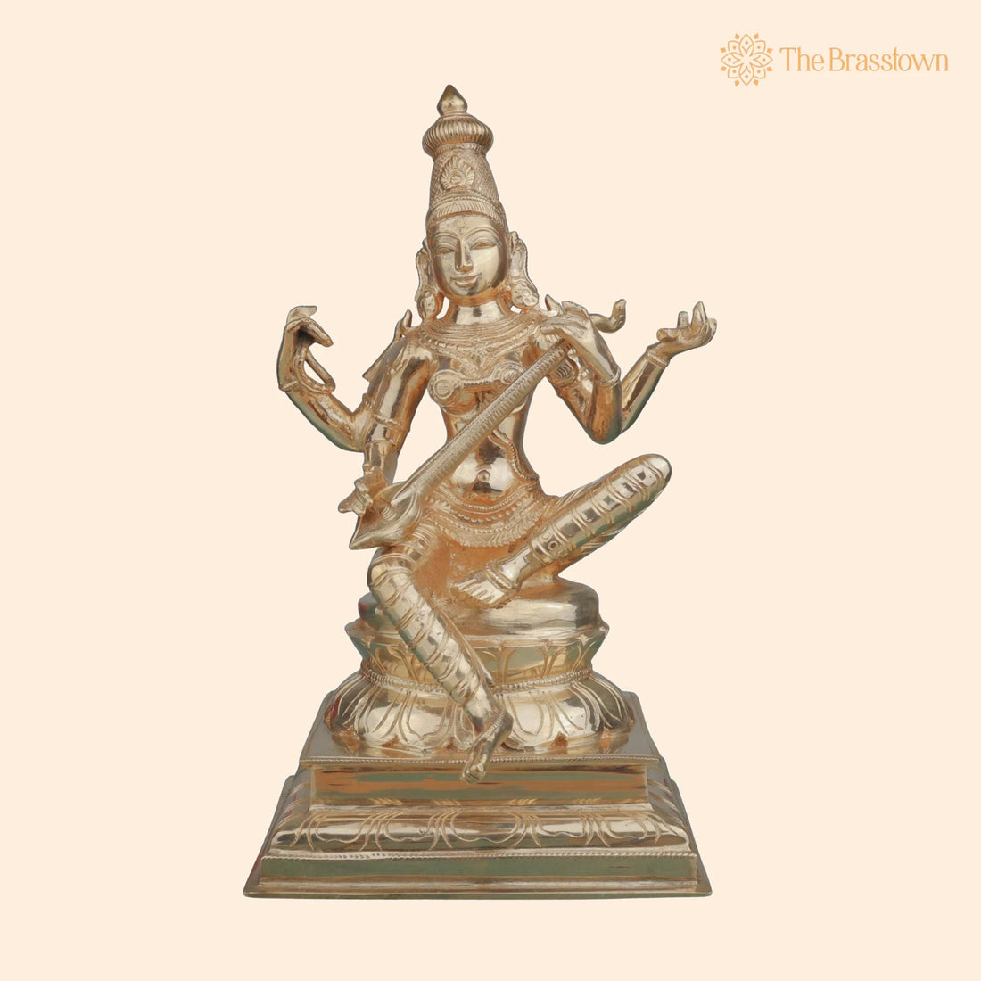 Handcrafted Bronze Saraswathi Idol – Goddess Saraswati Saraswathi Sharada Vagdevi Vani Bharati for Puja, Home Mandir &amp; Décor 10 Inch 1