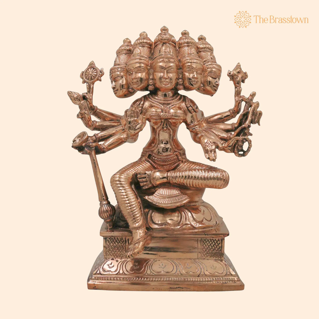 Handcrafted Bronze Gayatri Devi Idol – Vedamata Gayatri Mata Panchaloha Murti, Chola Art South Indian Temple Sculpture 9 Inch 1