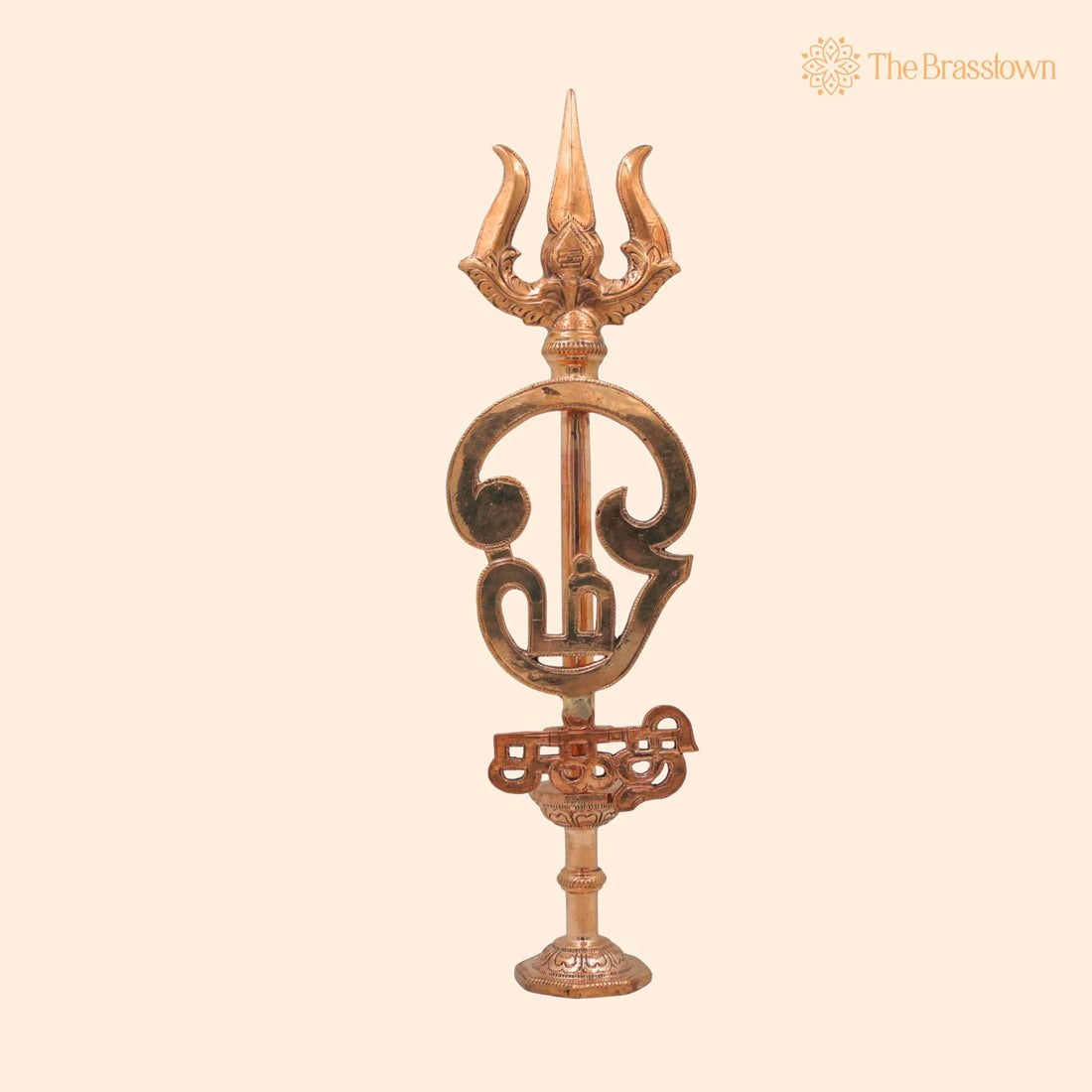 Bronze Trishul Om Symbol – Shiva Mahadev Shankar Omkara Trishulam, Handcrafted Chola Art Bronze Auspicious Pooja &amp; Vastu Décor 16.5 Inch 1