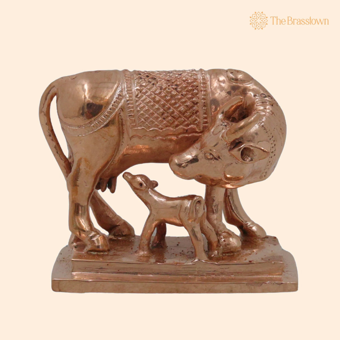 Bronze Kamadhenu Gomata Surabhi Gou Mata Dhenu Lakshmi – Handcrafted Traditional Murti for Puja, Home Mandir &amp; Décor 2.5 Inch 1