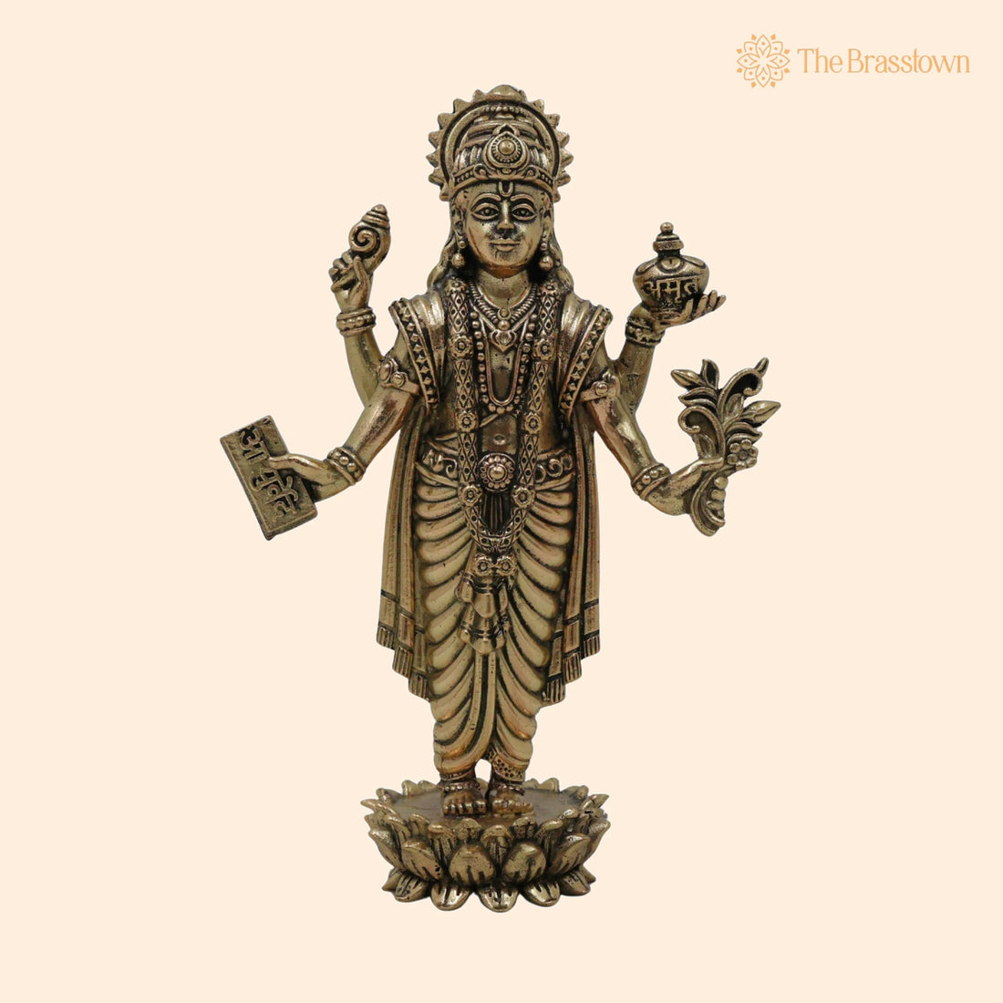 Brass Dhanvantari Idol Murti – Handcrafted Traditional Murti for Puja, Home Mandir &amp; Décor 6 Inch 1