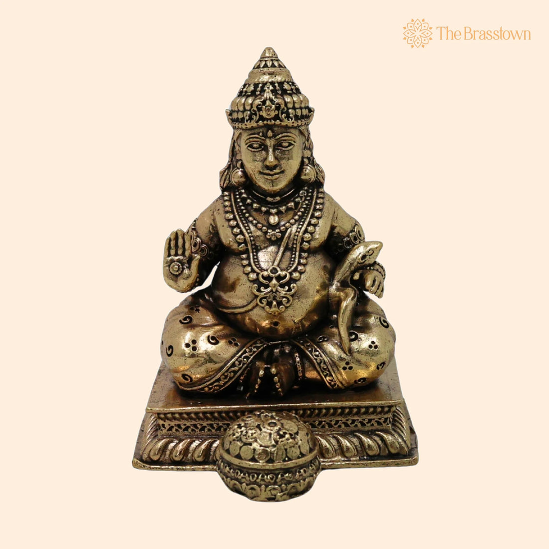 Brass Kubera Idol – Handcrafted Dhanadhipati Kuvera Yaksharaja Vaishravana Wealth God Murti for Puja Décor Gifts 3 Inch 1