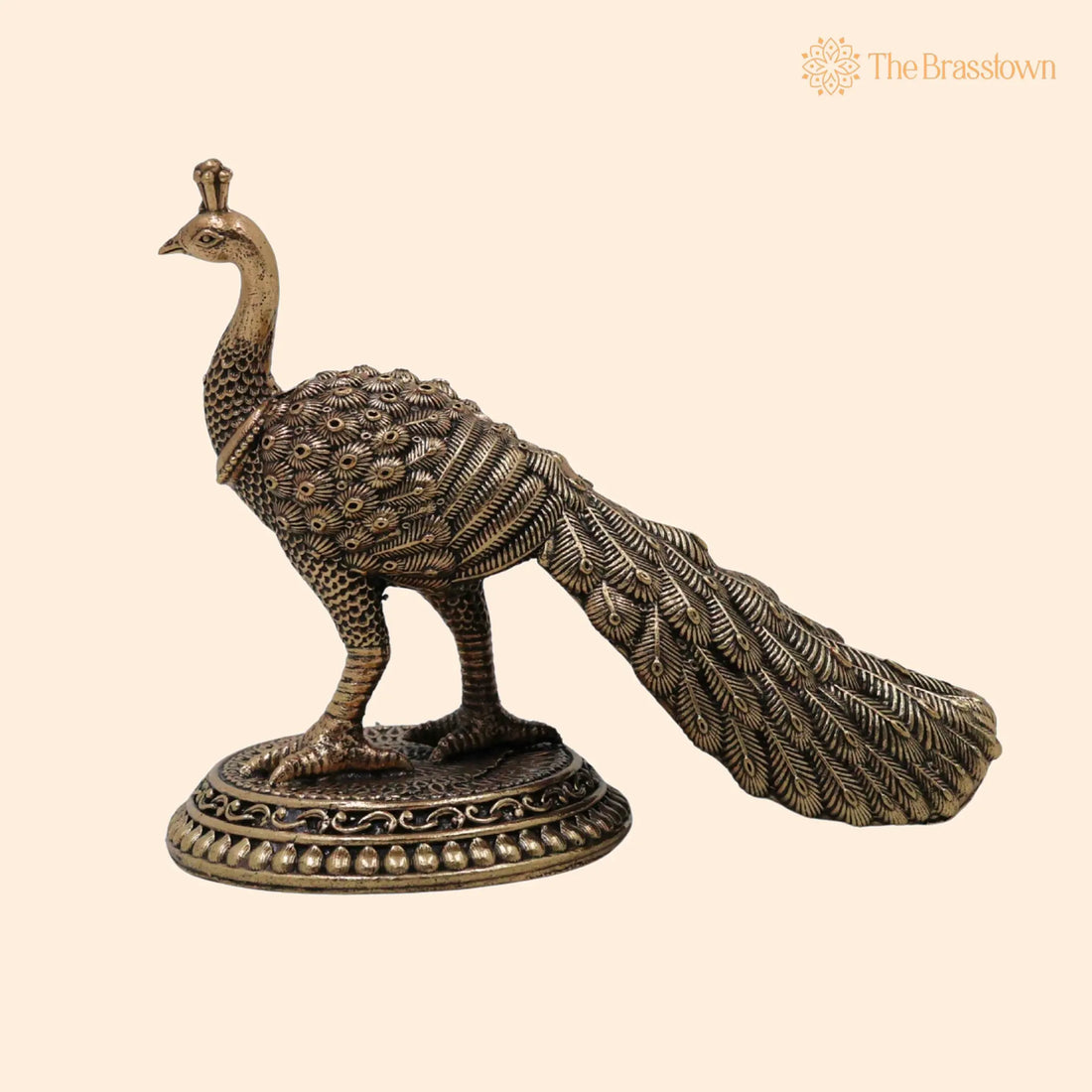 Divine Brass Peacock Idol – Mayura Mor Mayil Neelkanth, Handcrafted Traditional Puja &amp; Home Décor Sculpture 3.5 Inch 1
