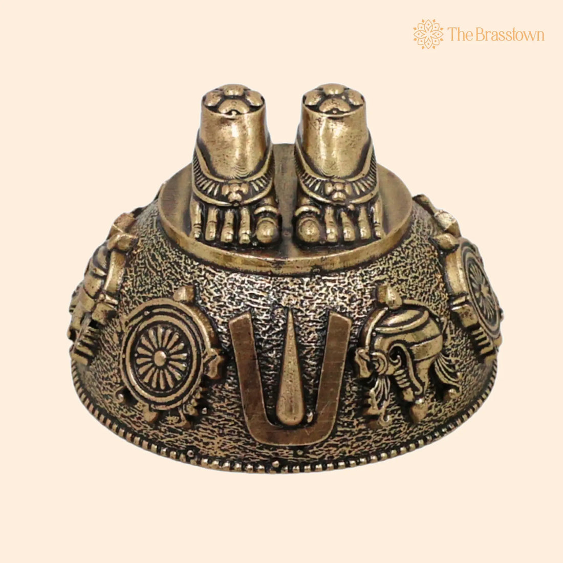 Brass Balaji Charan Paduka Idol – Handcrafted Traditional Murti for Puja, Home Mandir &amp; Décor 1 Inch 1
