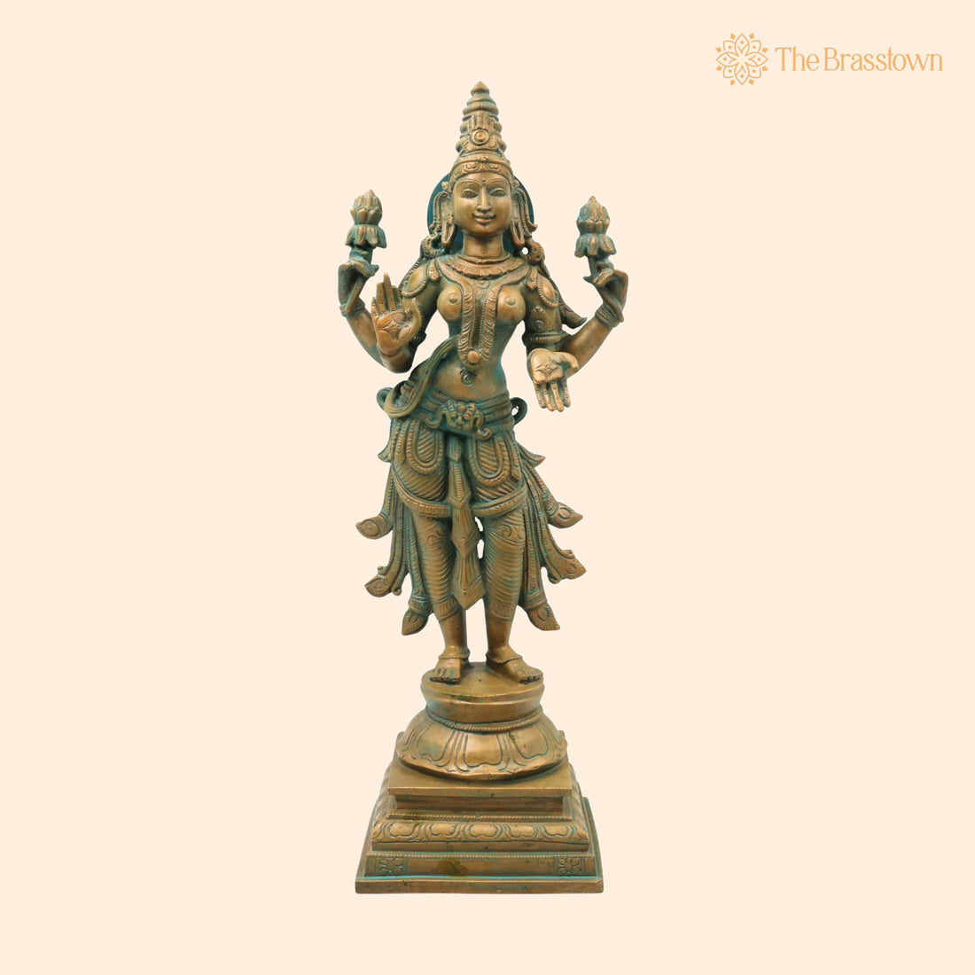 Handcrafted Bronze Mahalakshmi Idol for Puja, Home Mandir &amp; Décor 15.5 Inch 1