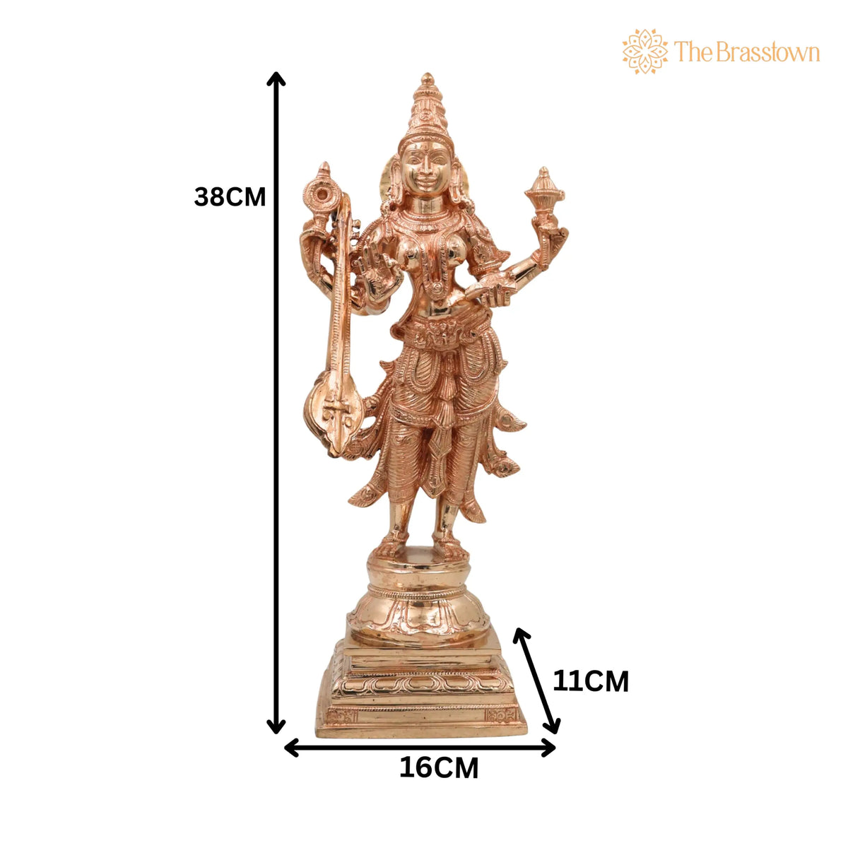 Handcrafted Bronze Saraswati Sharada Vagdevi Idol for Puja, Home Mandir &amp; Décor 15 Inch 5