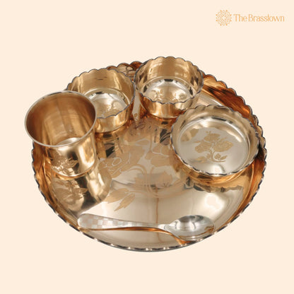 Bronze Kansa Dinner Set – Handcrafted Traditional Tableware for Dining, Puja &amp; Gifting 11 Inch 1
