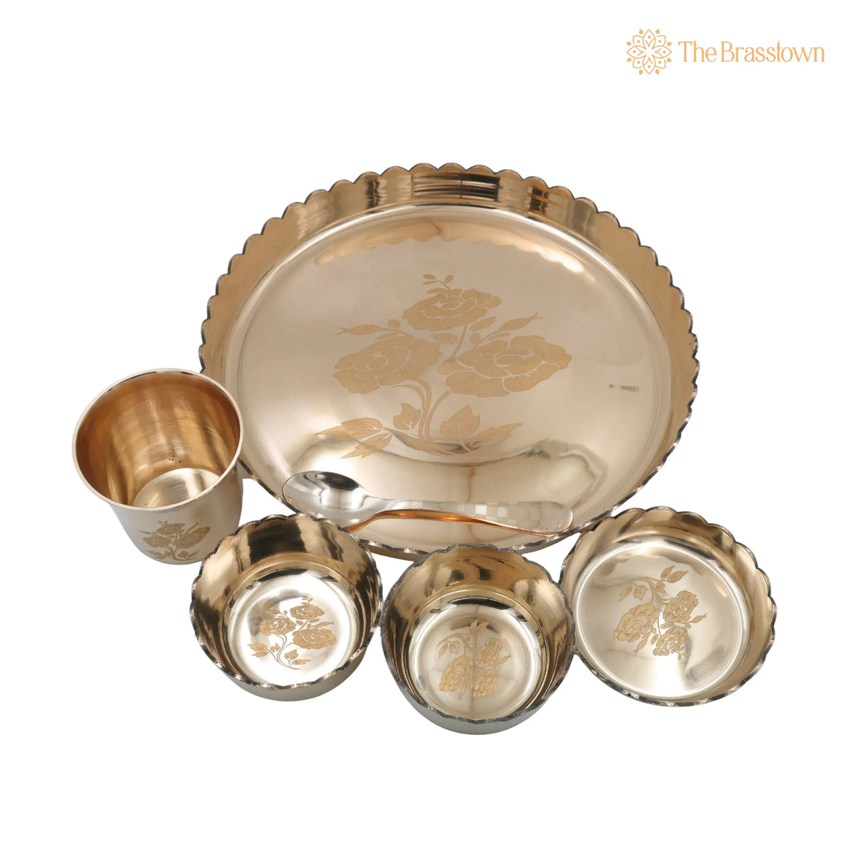 Bronze Kansa Dinner Set – Handcrafted Traditional Tableware for Dining, Puja &amp; Gifting 11 Inch 2