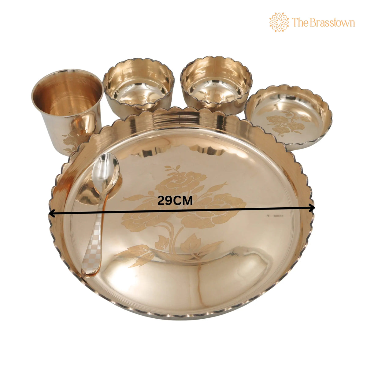 Bronze Kansa Dinner Set – Handcrafted Traditional Tableware for Dining, Puja &amp; Gifting 11 Inch 5