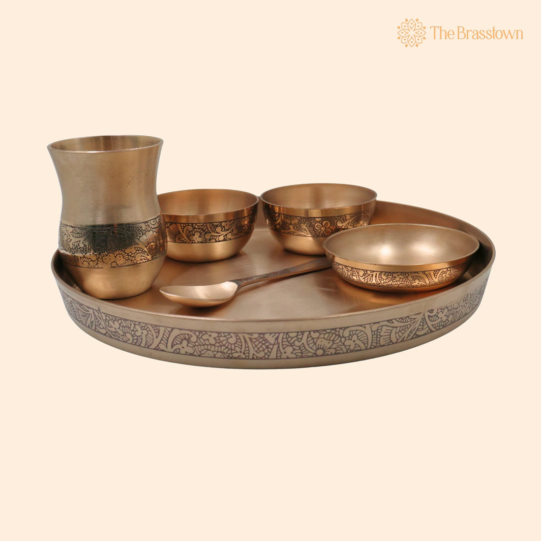 Bronze Kansa Dinner Set – Handcrafted Panchaloha Kansya Bhojan Thali for Dining, Puja &amp; Gifting 11 Inch 1