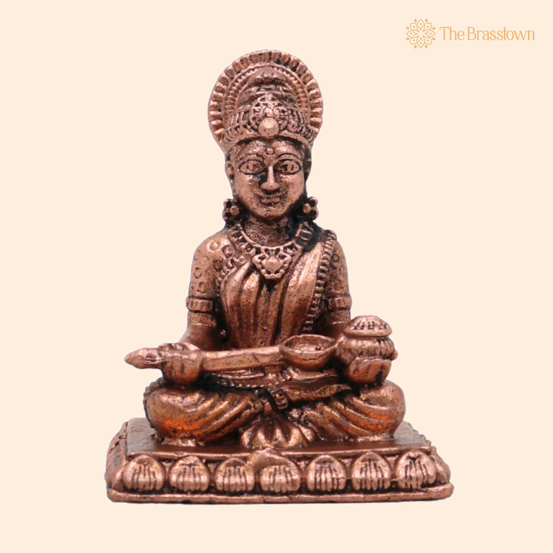 Copper Annapurna Idol – Handcrafted Tamra Annapurneshwari Devi Murti for Puja, Home Mandir &amp; Décor 1.5 Inch 1