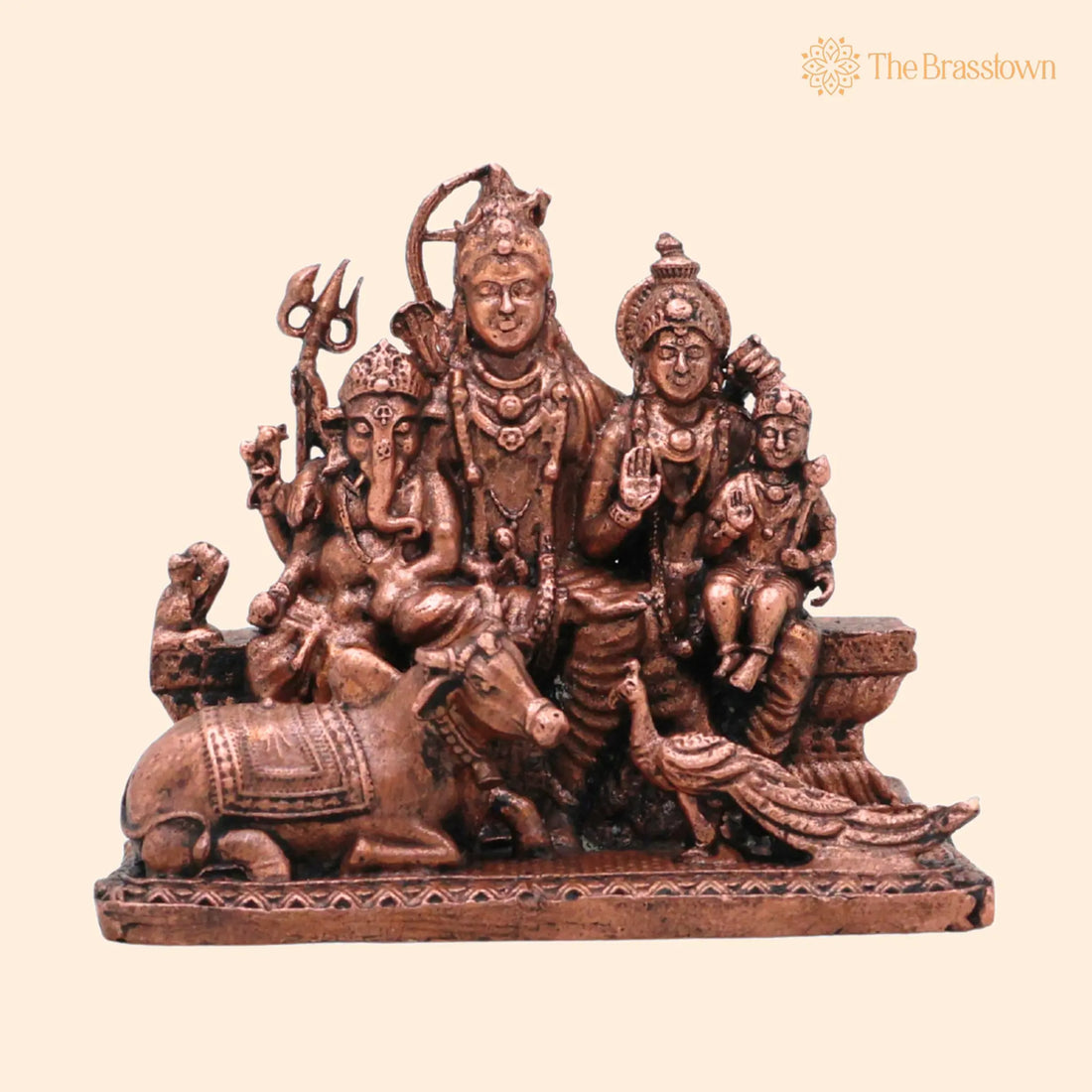 Copper Shivaparivar Idol – Handcrafted Shiva Family Vigraham Murti, Mahadev Parivar Moorti for Home Puja &amp; Décor 2.5 Inch 1