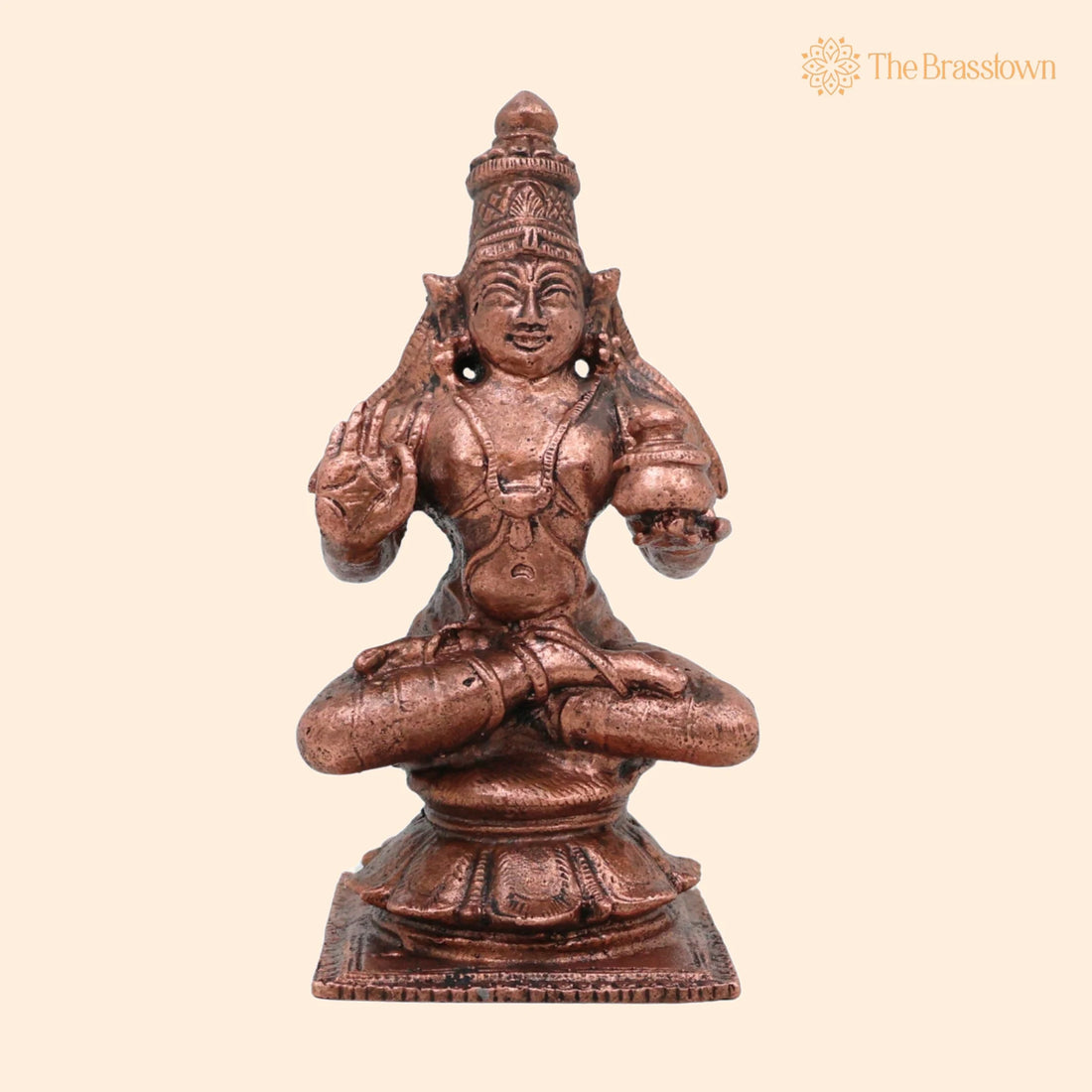 Copper Dhanvantari Murti – Handcrafted Lord Dhanwantri Ayurvedic God Idol, Tamra Dhanvantari Vigraha for Health, Pooja &amp; Home Décor 3.5 Inch 1