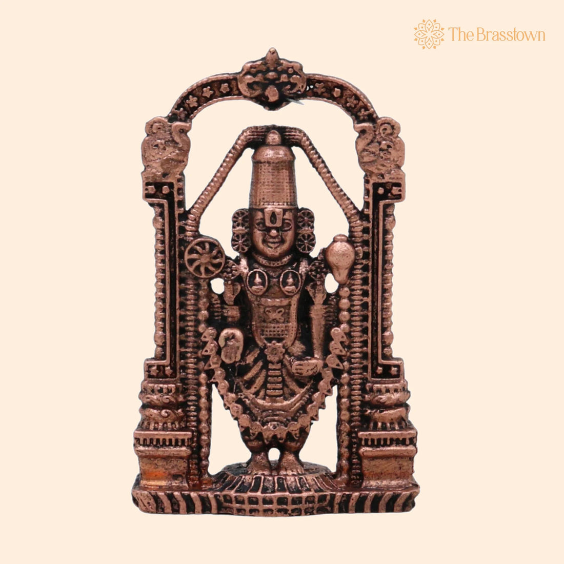 Copper Venkateshwara Balaji Idol – Handcrafted Traditional Murti for Puja, Home Mandir &amp; Décor 3 Inch 1
