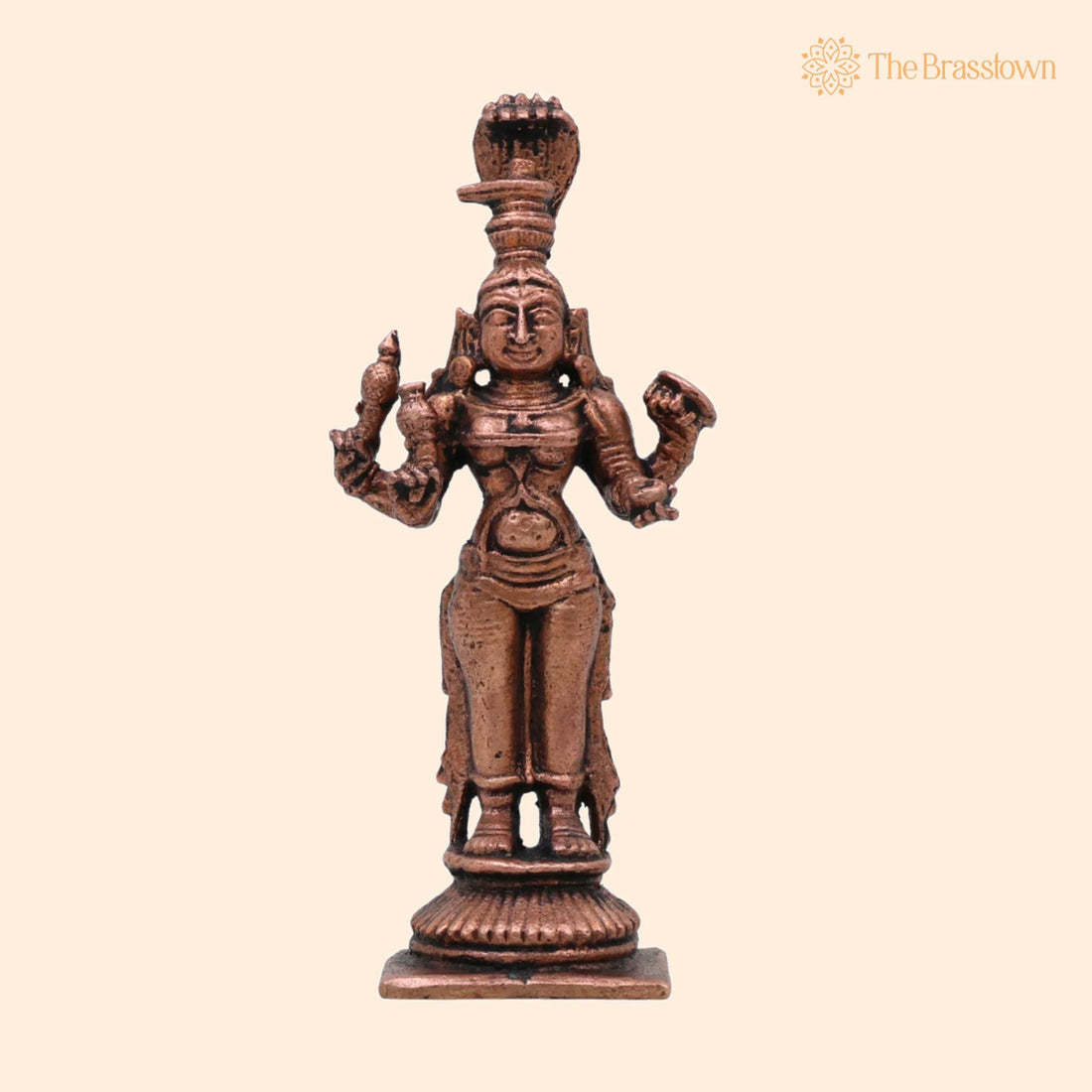 Copper Mariyamma Idol – Handcrafted Mariamman Mari Mata Mari Devi Vigraham, Tamraloha Puja Murti for Home Temple Décor 3 Inch 1