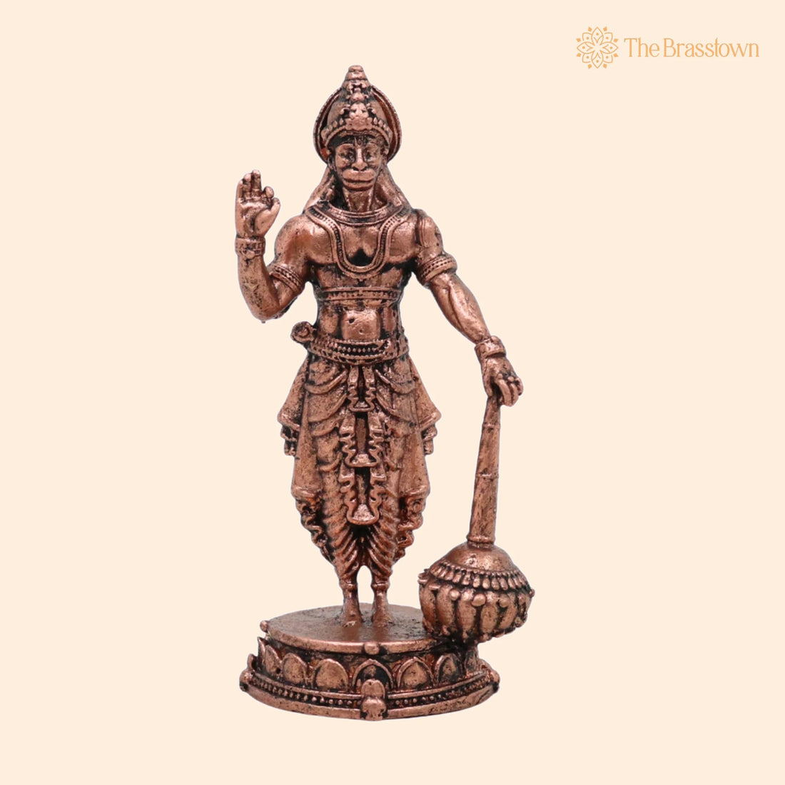 Copper Hanuman Idol – Handcrafted Tamra Anjaneya Vigraham, Bajrangbali Maruti Mahaveer Ramdoot Murti for Home Pooja &amp; Décor 3 Inch 1