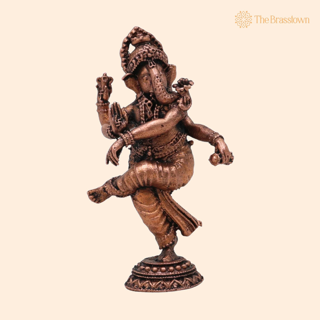 Copper Dancing Ganesha Idol – Handcrafted Nritta Ganapati Nartana Vinayaka Nritya Ganesha Tamra Vigraham for Home Pooja Décor &amp; Gifting 3 Inch 1
