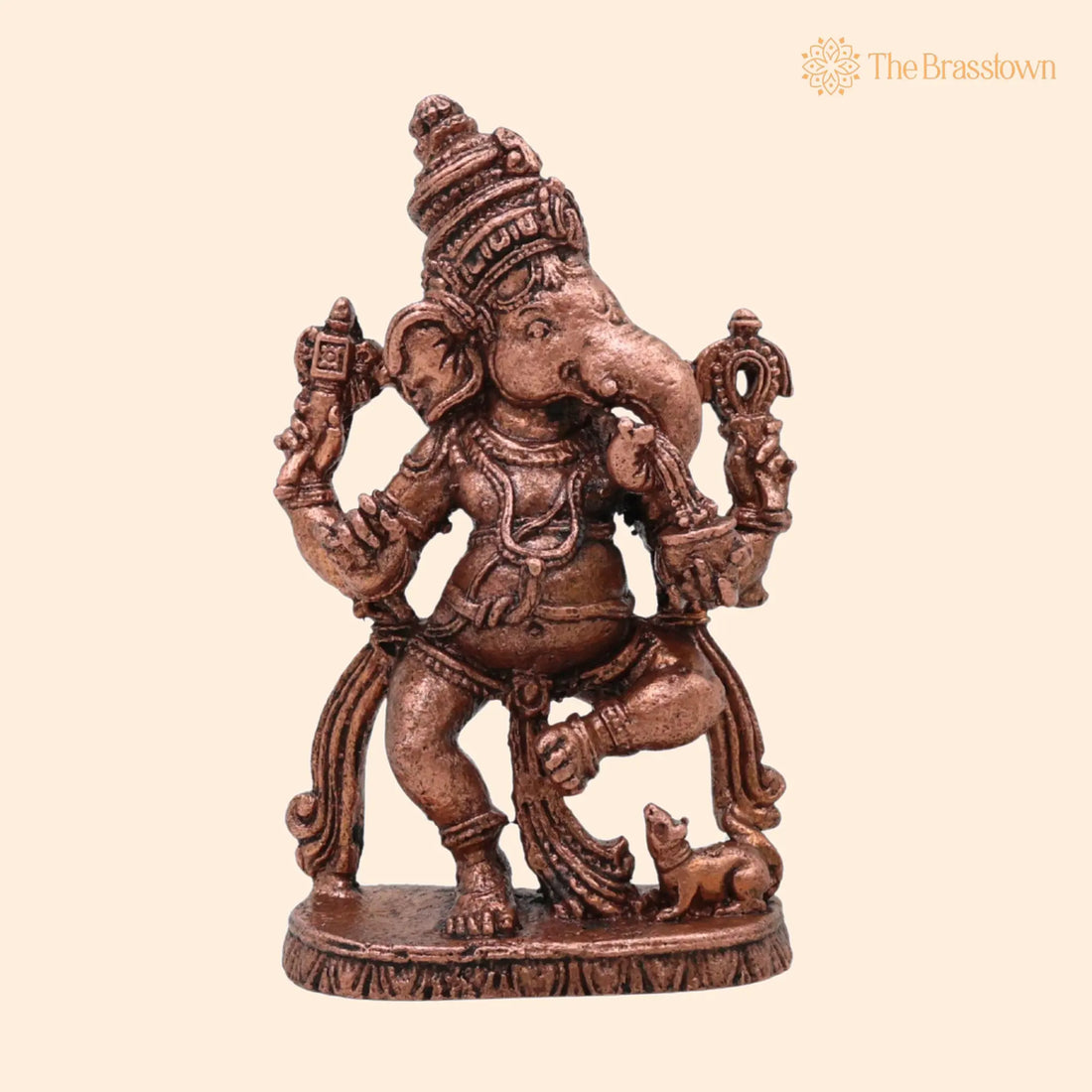 Copper Dancing Ganesha Idol – Handcrafted Traditional Murti for Puja, Home Mandir &amp; Décor 3 Inch 1