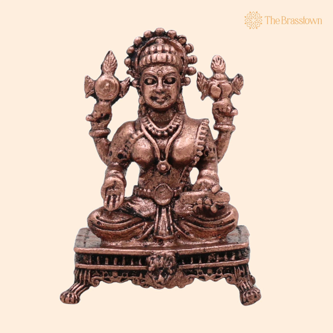 Copper Lakshmi Idol – Handcrafted Mahalakshmi Tamraloha Murti, Sri Devi Padmavati Kamala Vigraham for Pooja &amp; Prosperity 1.5 Inch 1