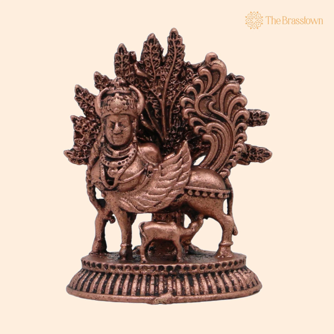 Copper Kamadhenu Idol – Handcrafted Tamra Kamadenu Murti for Pooja Home Décor Gift 1.5 Inch 1