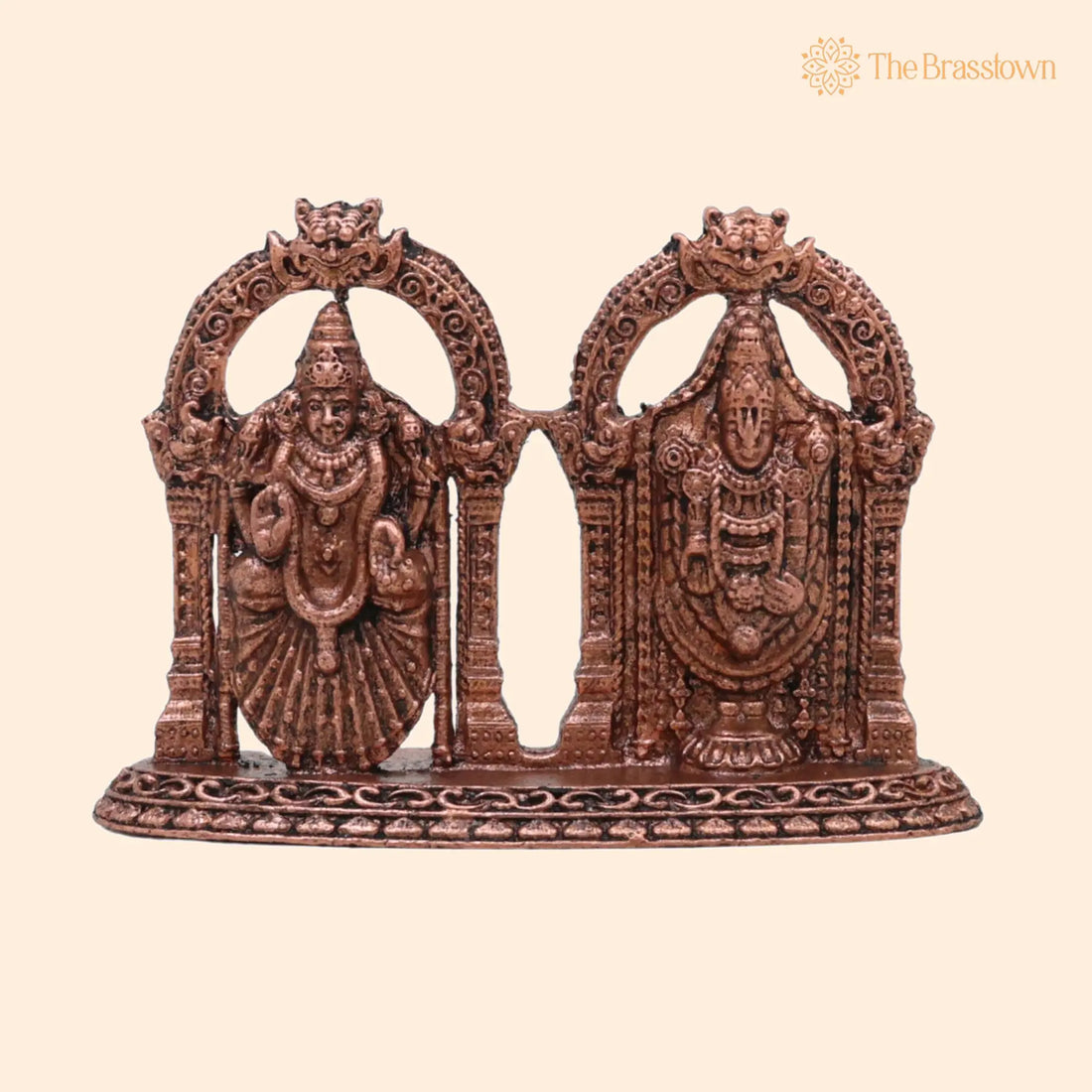 Copper Venkateshwara Balaji Idol with Lakshmi – Handcrafted Traditional Murti for Puja, Home Mandir &amp; Décor 2 Inch 1