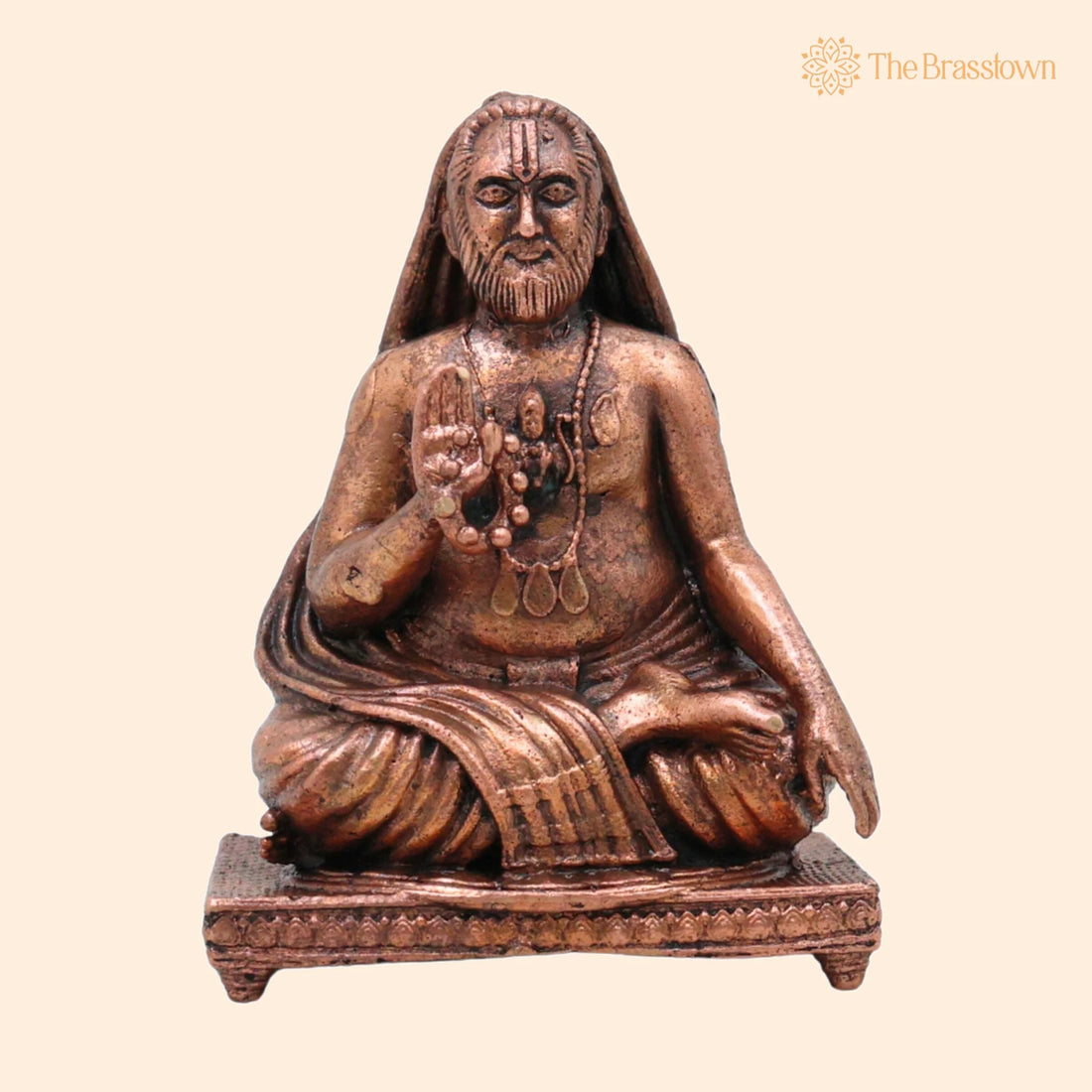 Copper Raghavendra Swamy Idol – Handcrafted Tamra Raghavendra Swami Murti for Home Pooja &amp; Décor 3 Inch 1