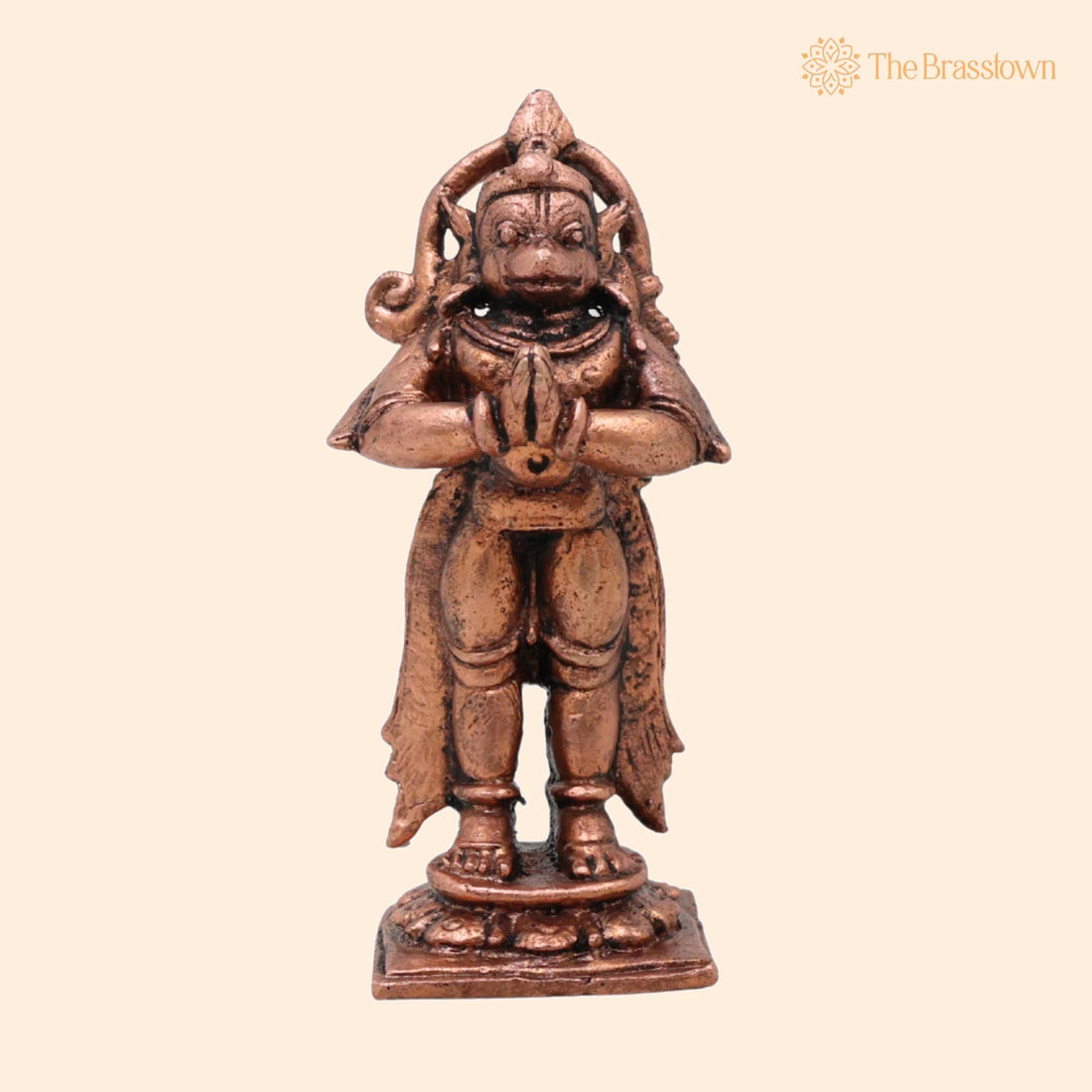 Copper Hanuman Idol – Handcrafted Tamra Anjaneya Murti, Bajrangbali Maruti Vigraham for Puja Home Décor &amp; Gifting 3 Inch 1
