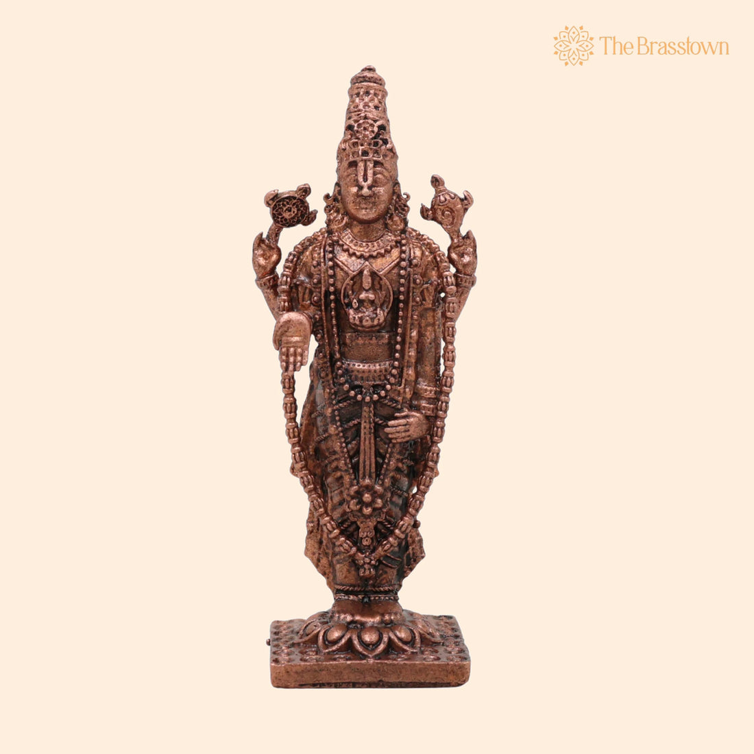 Copper Venkateshwara Balaji Idol – Handcrafted Tamra Murti for Home Puja &amp; Spiritual Décor 3 Inch 1