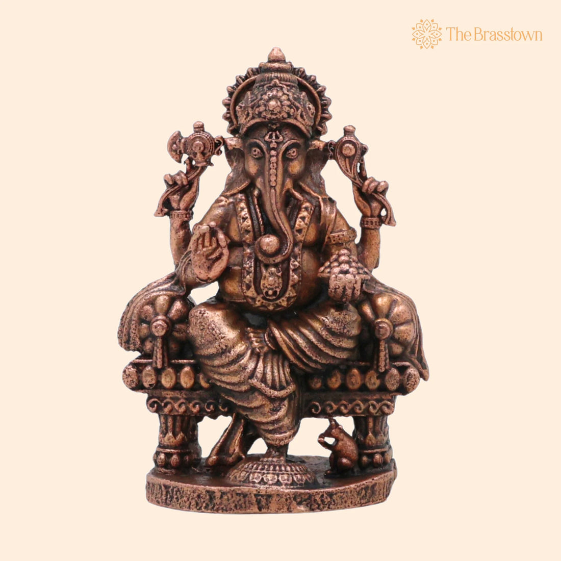 Copper Ganesha Idol – Handcrafted Tamra Vinayaka Ganapati Vigraham, Siddhivinayaka Murti for Puja, Home Décor &amp; Gifts 2.5 Inch 1
