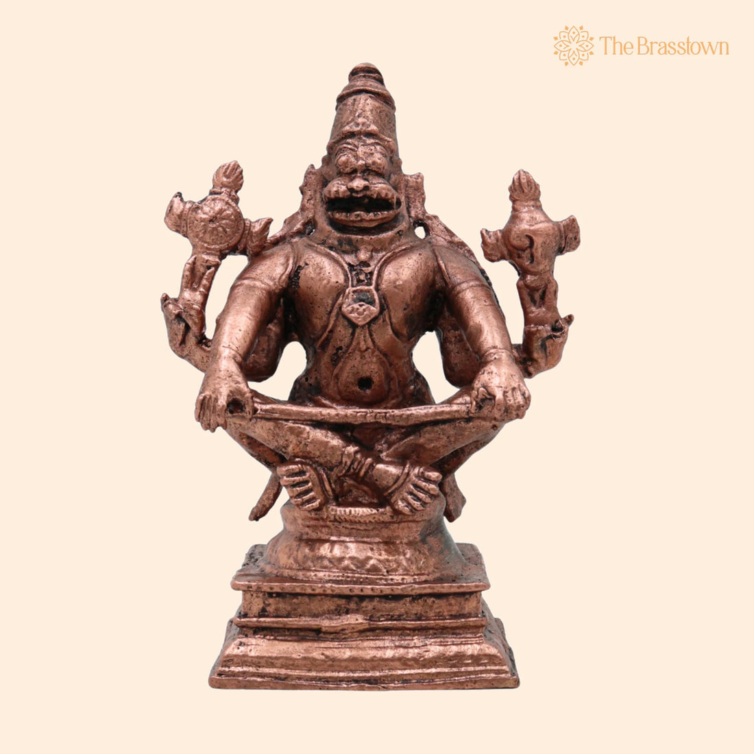 Copper Yoga Narasimha Idol – Handcrafted Yoganarasimha Dhyan Narasimha Shanta Saumya Narasimha Vigraham for Home Pooja &amp; Temple Décor 4 Inch 1