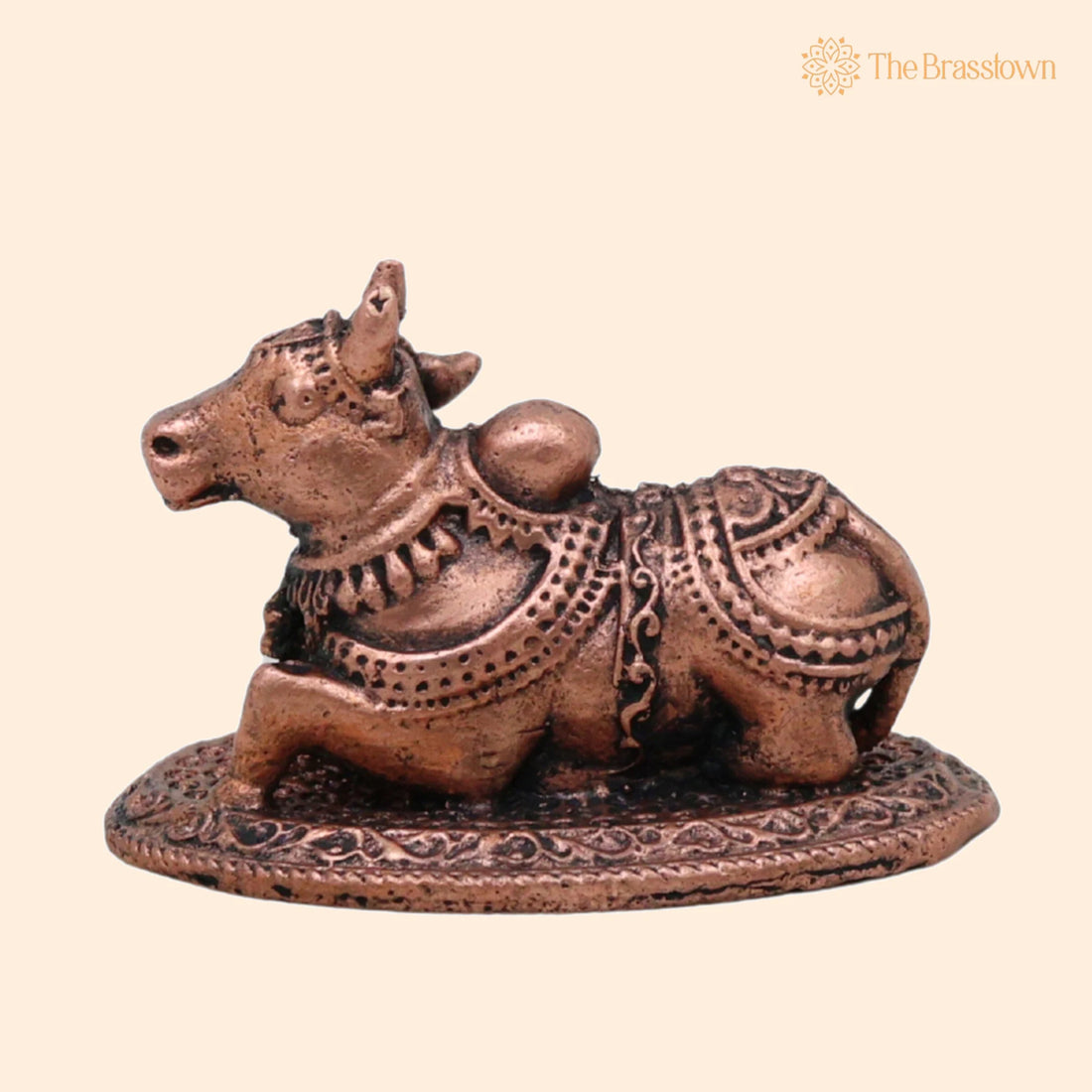 Copper Nandi Idol – Handcrafted Tamra Nandikeshwara Murti for Puja, Home Mandir &amp; Décor 1 Inch 1