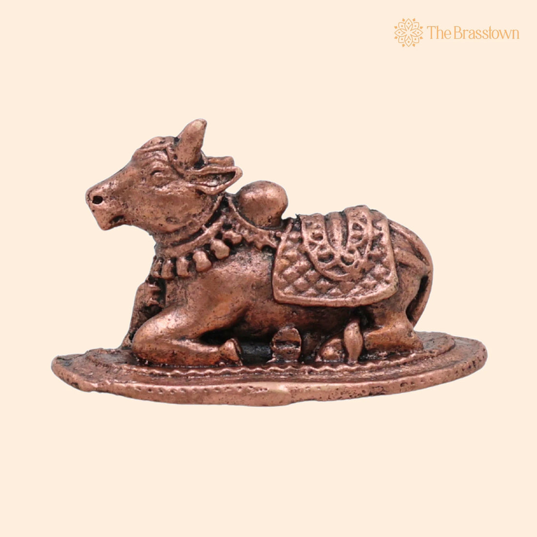 Copper Nandi Idol – Handcrafted Tamra Nandikeshwara Basava Vrishabha Murti for Puja, Home Mandir &amp; Décor 1 Inch 1