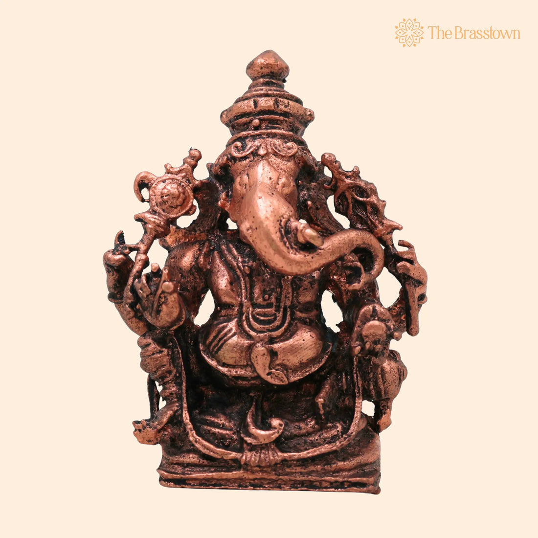 Copper Ganesha Idol – Handcrafted Tamra Ganapati Vinayaka Siddhivinayaka Vigraham Murti for Pooja, Home Décor &amp; Spiritual Gifting 3 Inch 1