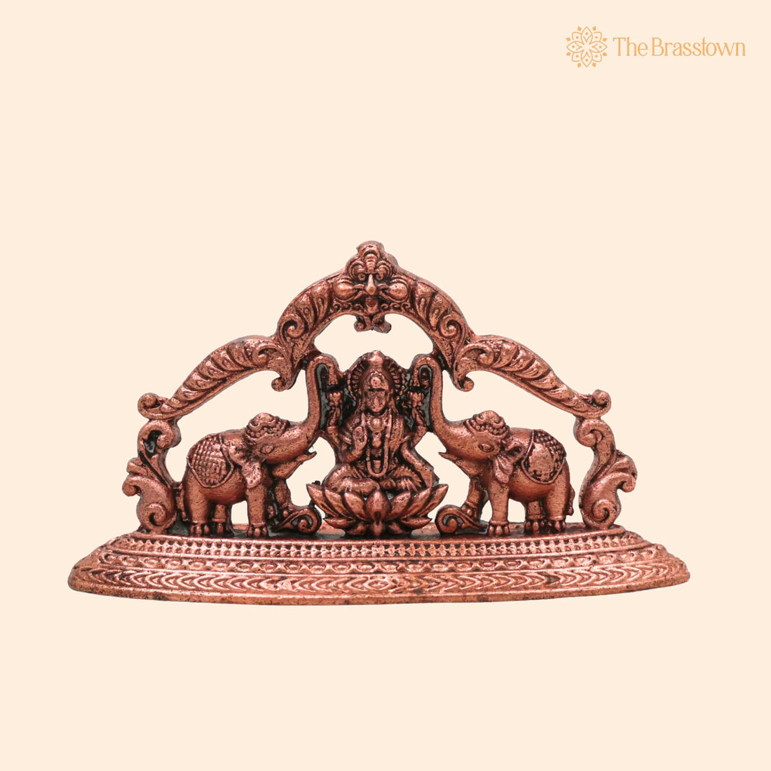 Copper Gaja Lakshmi Idol – Handcrafted Tamra Gajalakshmi Vigraham, Kamala Padma Lakshmi Murti for Pooja 1.5 Inch 1