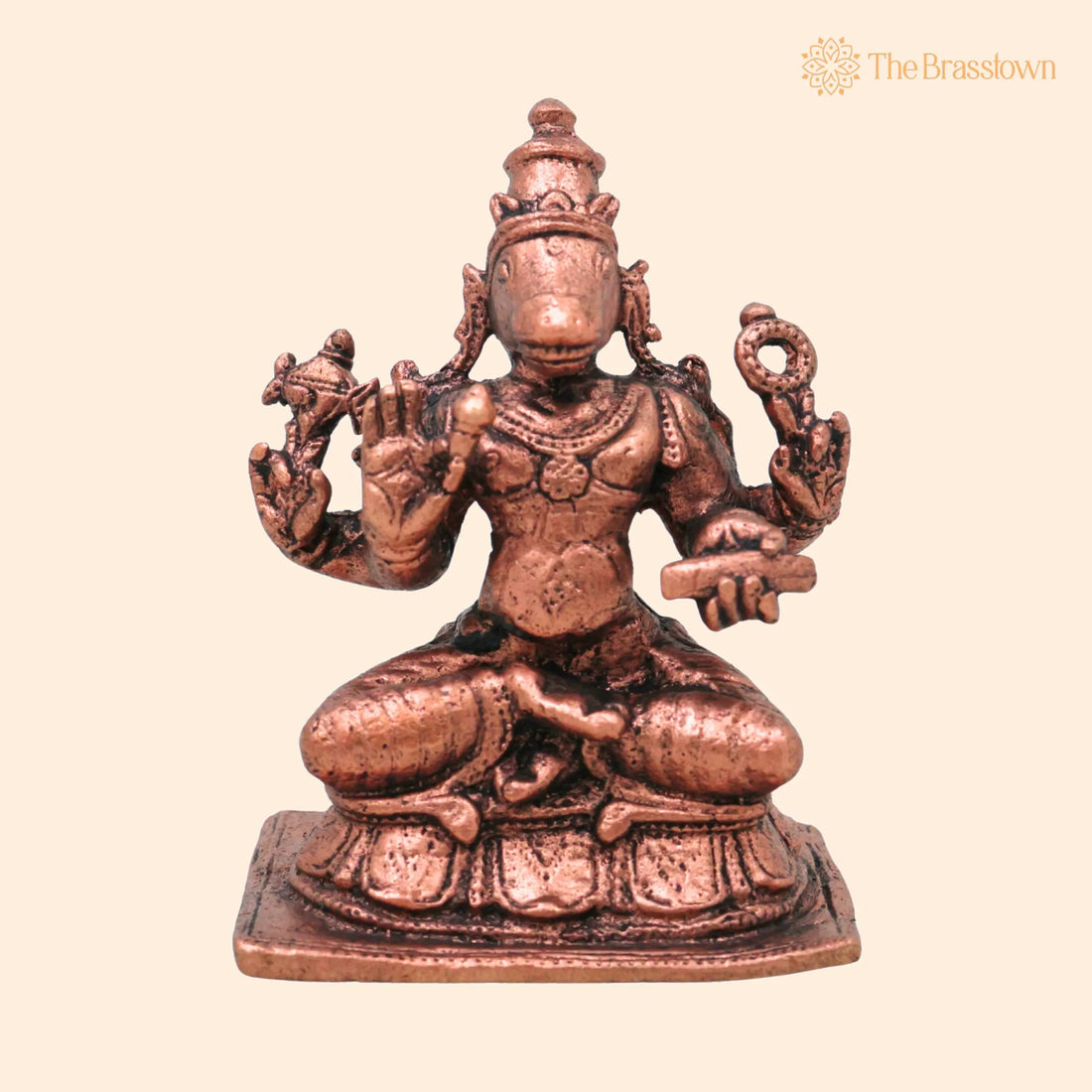 Copper Hayagriva Idol – Handcrafted Sri Hayagriva Swamy Tamraloha Vigraham, Hayagreeva Vishnu Jnana Devata Murti for Pooja 2.5 Inch 1