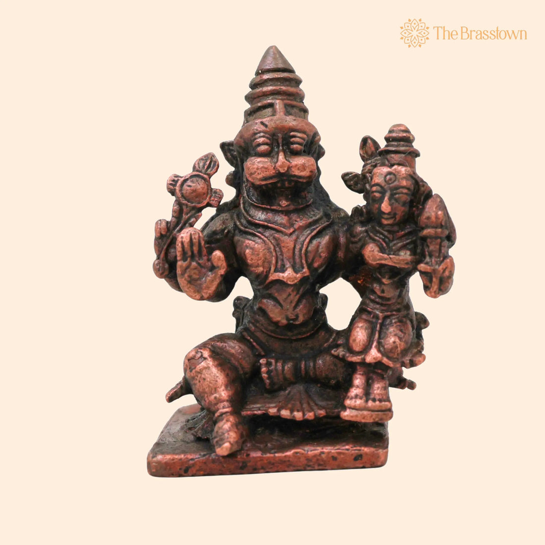 Copper Lakshmi Narasimha Idol – Handcrafted Tamra Lakshmi Narasimhar Swamy Murti, Sri Narasimha Nrusimha Vigraham for Puja 2 Inch 1