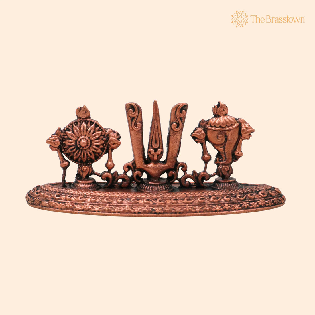 Copper Shankha Chakra Namam Balaji Symbols Idol – Handcrafted Traditional Pooja Accessory 1 Inch 1