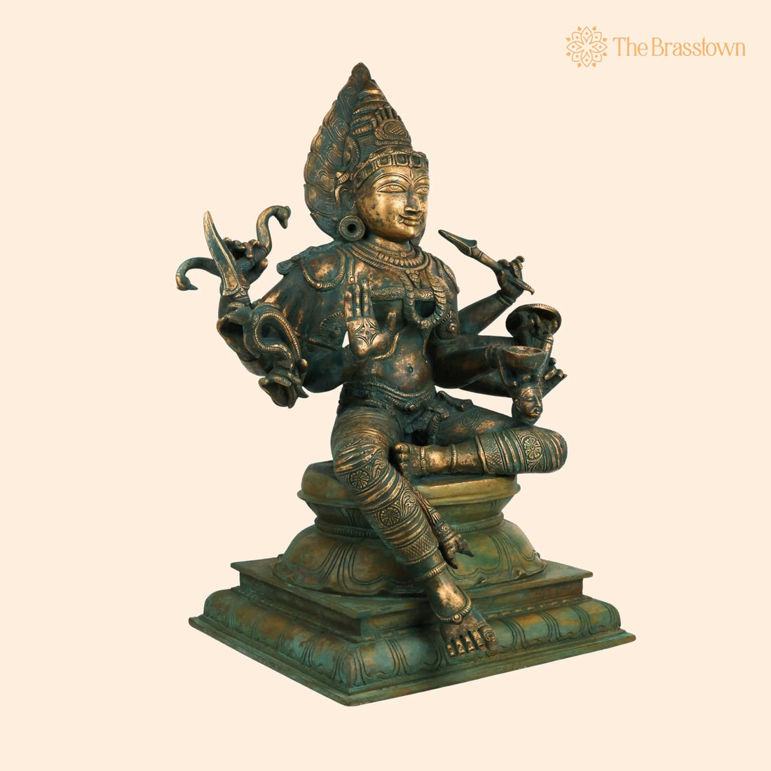 Bronze Mariamman Idol – Handcrafted Mariamma Devi, Mariyamma Amman for Puja, Home Mandir &amp; Décor 19.5 Inch 1