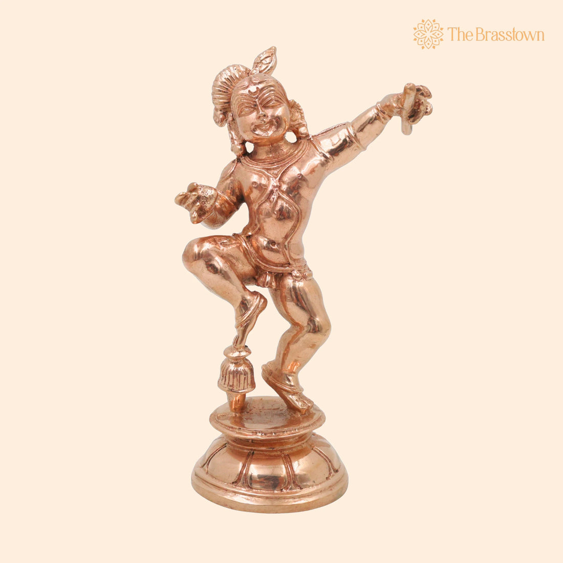 Bronze Ladoo Gopal Idol – Handcrafted Bala Krishna Bal Gopal Makhan Chor Panchaloha Style Divine Pooja Sculpture 5.5 Inch 1