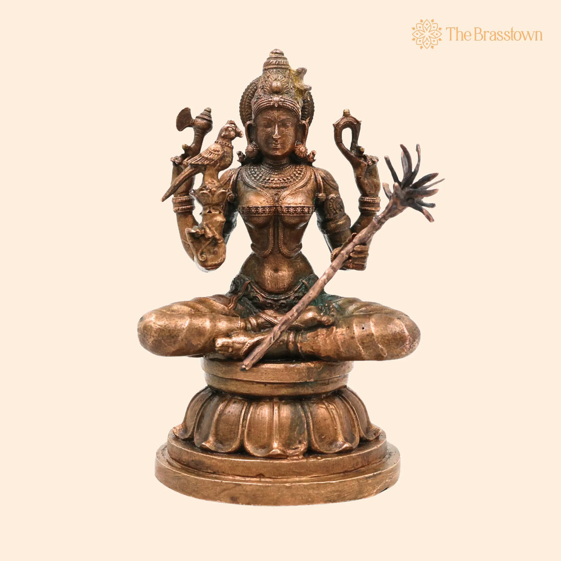Bronze Kamakshi Amman Idol – Handcrafted Inspired Vigraham, Kanchi Kamakoti Nayaki Goddess Sculpture for Puja, Home Mandir &amp; Décor 4 Inch 1