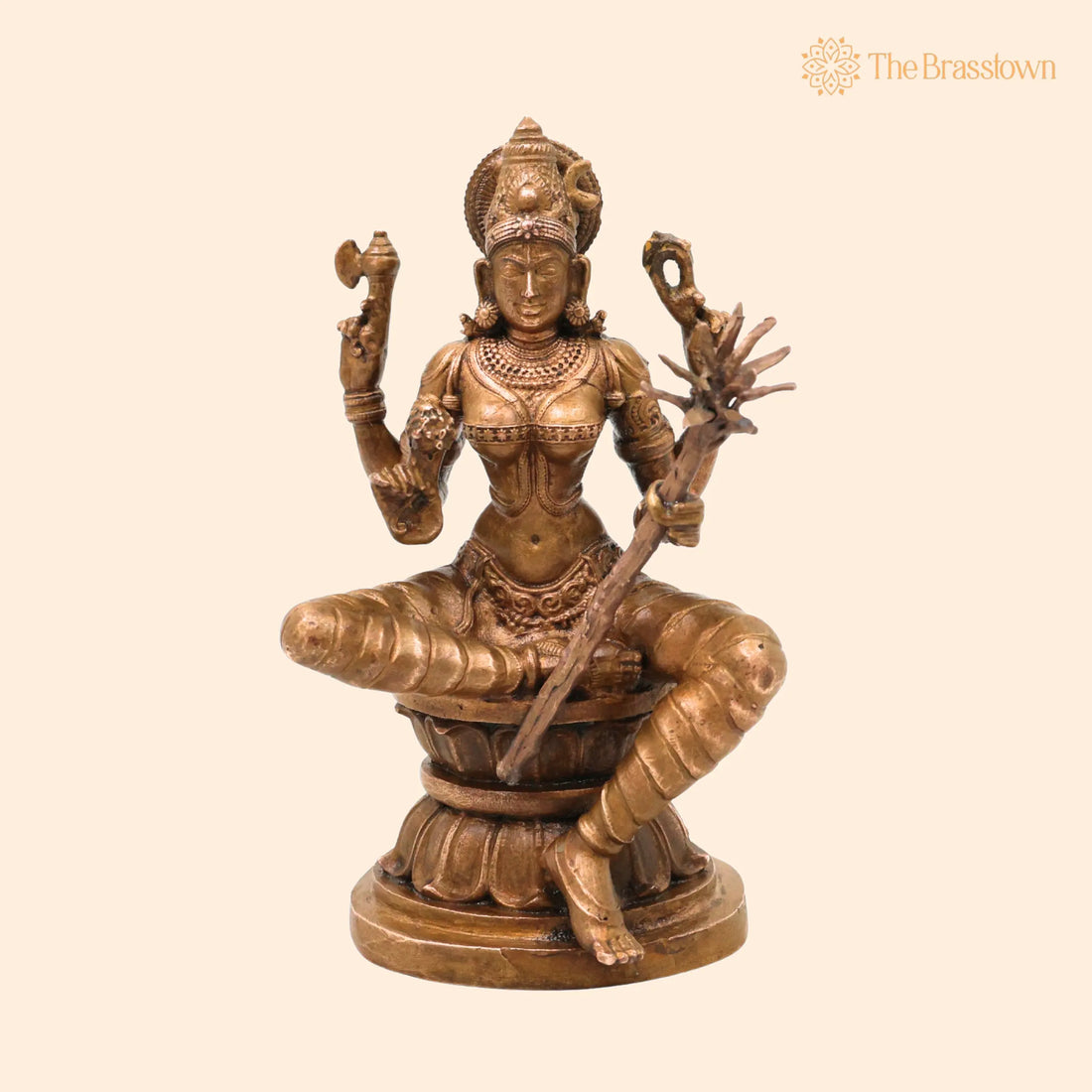 Bronze Raj Rajeshwari Idol – Handcrafted Sri Rajarajeshwari Lalita Tripurasundari Panchaloha Vigraham for Puja, Home Mandir &amp; Décor 4 Inch 1