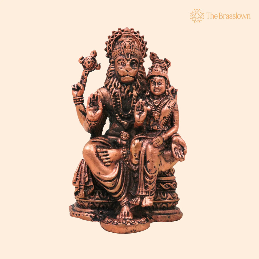 Copper Lakshmi Narasimha Idol – Handcrafted Tamra Lakshmi Narasimha Swamy Murti Vigraha, Sri Lakshmi Narasimhar Statue for Pooja 4 Inch 1