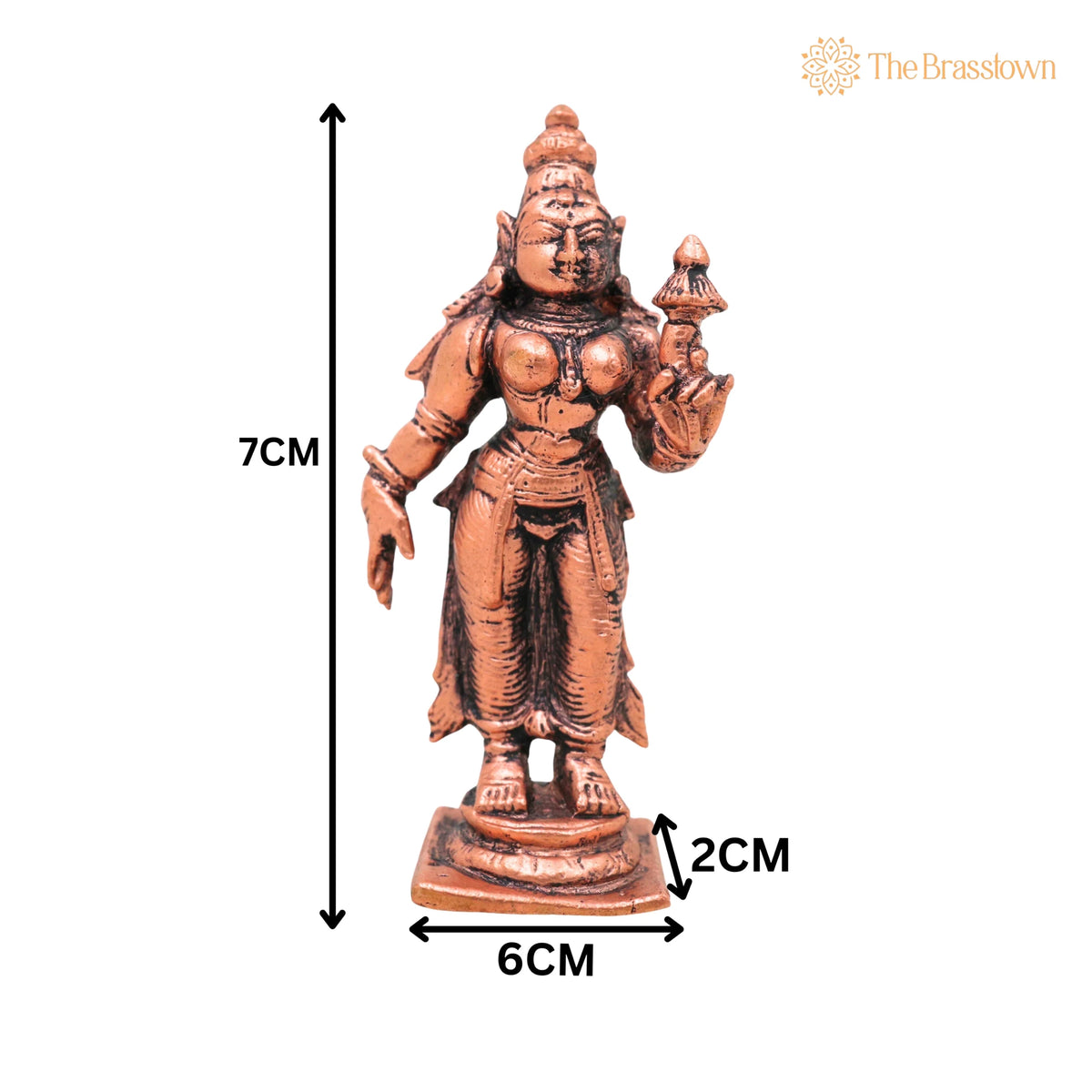 Copper Parvati Idol – Handcrafted Traditional Murti for Puja, Home Mandir &amp; Décor 3 Inch 5