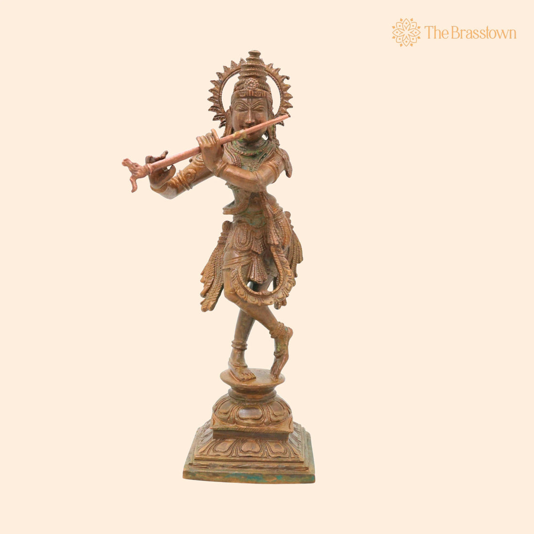 Bronze Shri Krishna Idol – Handcrafted Traditional Murti for Puja, Home Mandir &amp; Décor 8 Inch 1