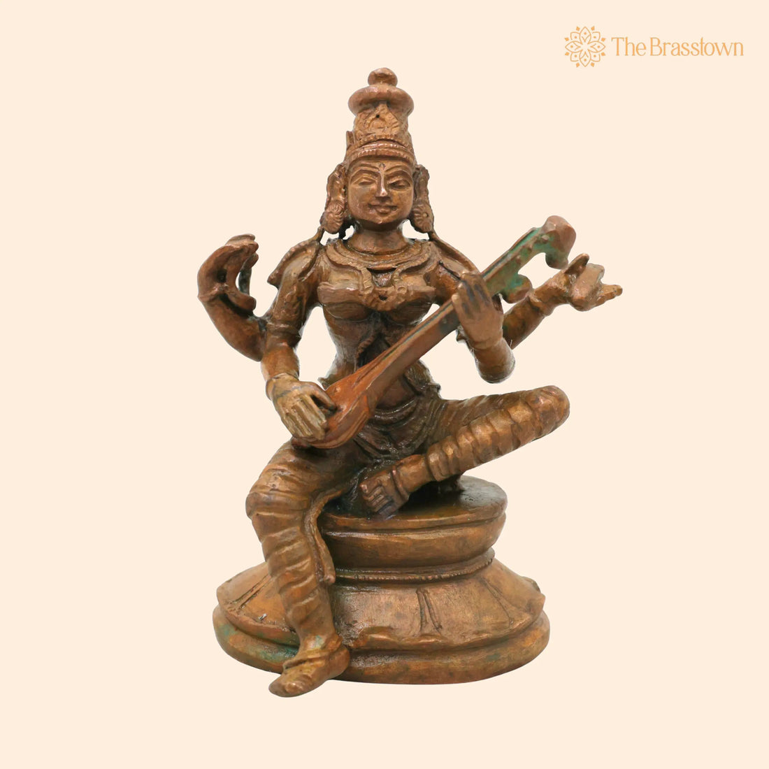 Bronze Saraswati Idol – Handcrafted Sharada Devi Vagdevi Bharati Kalaimagal Murti for Pooja Mandir Home Décor 3.5 Inch 1