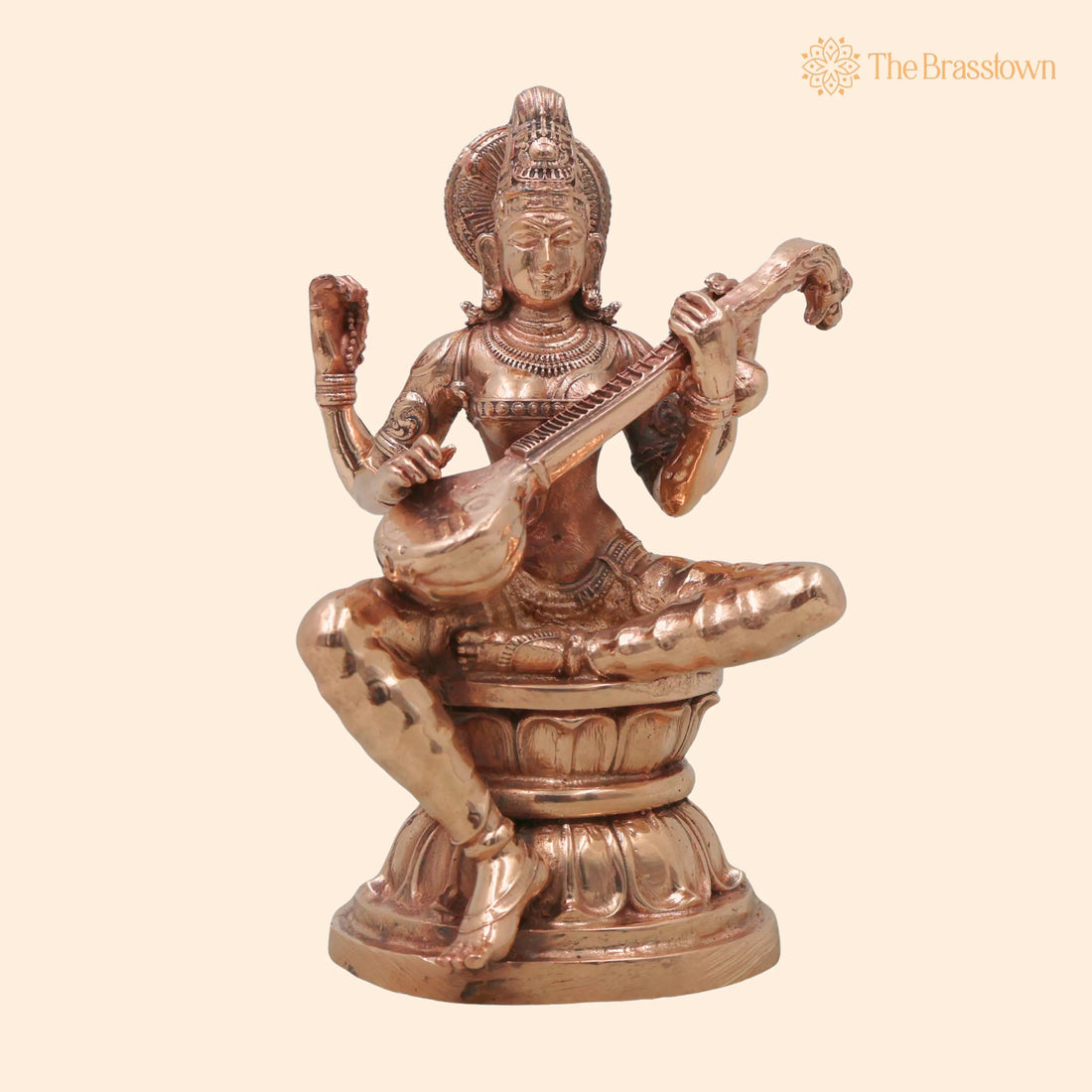 Bronze Saraswati Idol – Handcrafted Sharada Vani Mahasaraswati Murti for Pooja, Home Décor &amp; Gifting 4.5 Inch 1