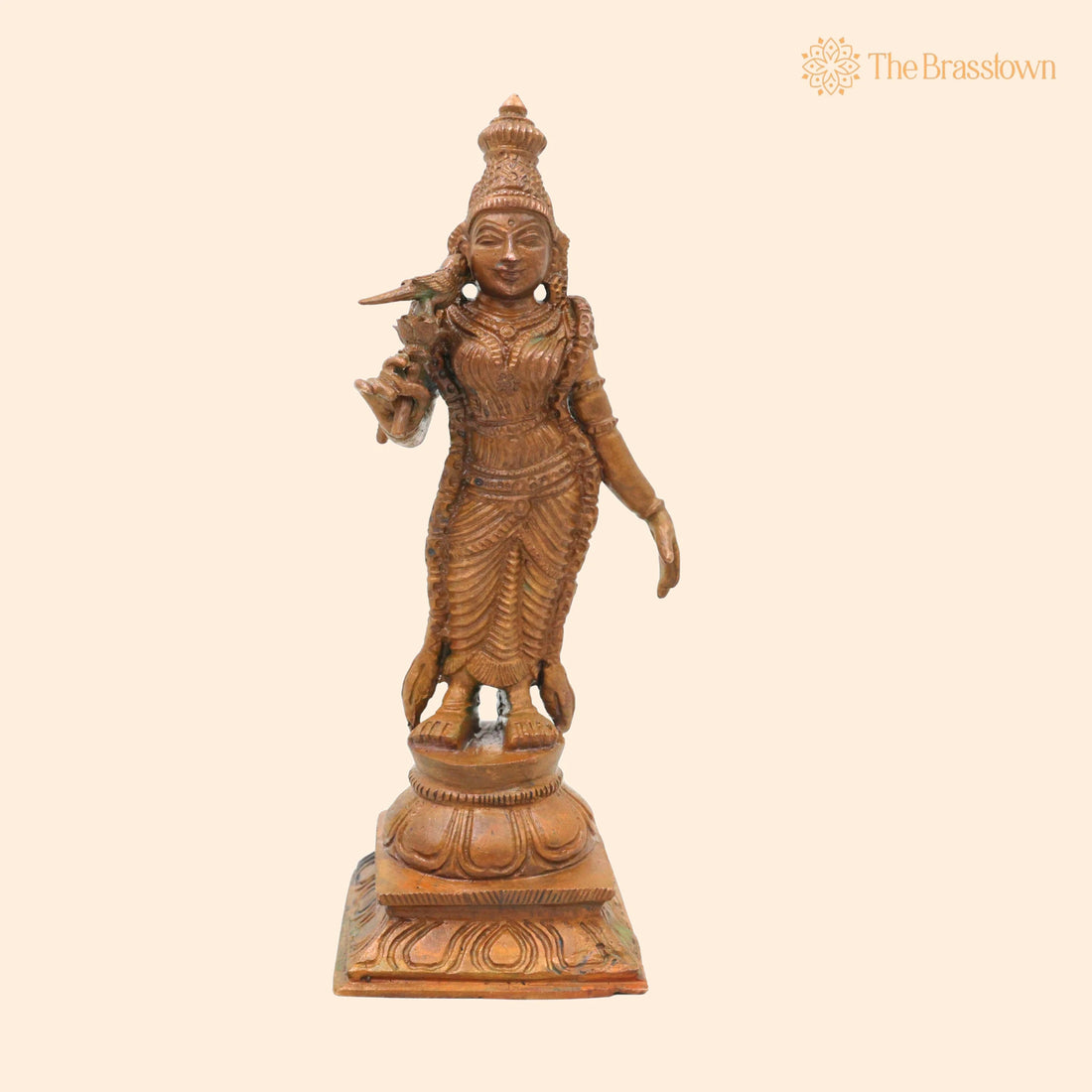Bronze Meenakshi Amman Idol – Handcrafted Madurai Meenakshi Ambal Devi Murti for Puja, Home Mandir &amp; Décor 6 Inch 1