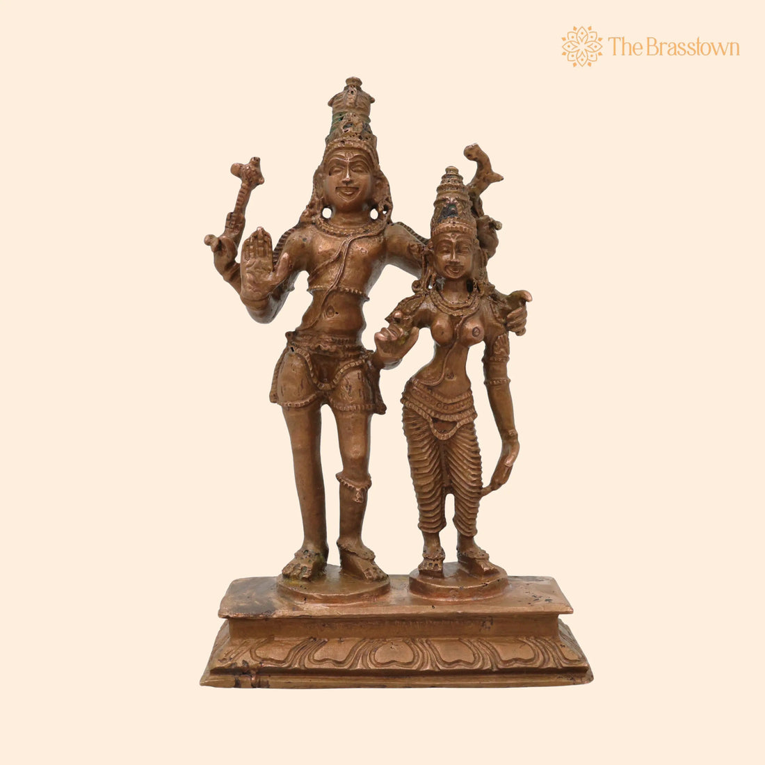 Bronze Shiva Parvati Idol – Handcrafted Uma Maheshwara Murti, Hara Gauri Gowri Shankara Vigraha for Puja, Home Mandir &amp; Décor 4.5 Inch 1