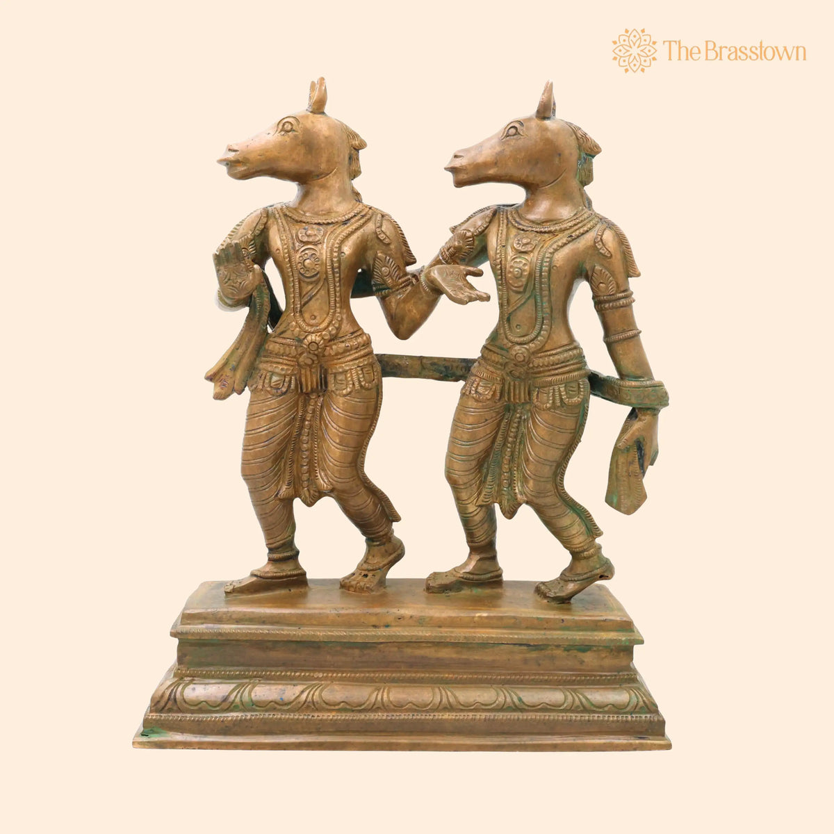 Bronze Ashwini Kumar Idol – Handcrafted Traditional Murti for Puja, Home Mandir &amp; Décor 13 Inch 1