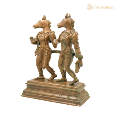 Bronze Ashwini Kumar Idol – Handcrafted Traditional Murti for Puja, Home Mandir &amp; Décor 13 Inch 3